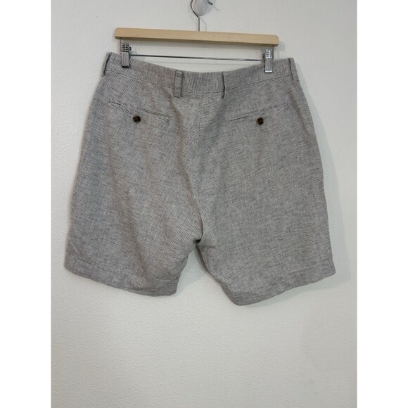 J. Crew Factory  Men’s Shorts 9" Inseam Linen Blend Gray White Striped Size 34 - Picture 3 of 7